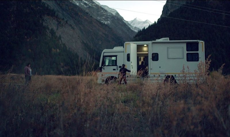 Caravan in open fields