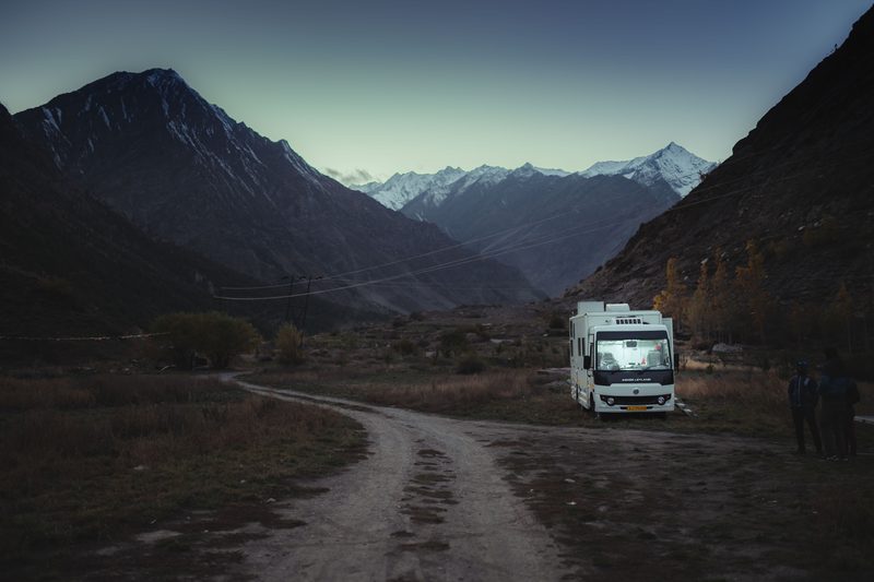 Caravan exterior evening