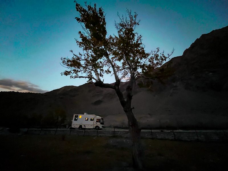 Caravan at night