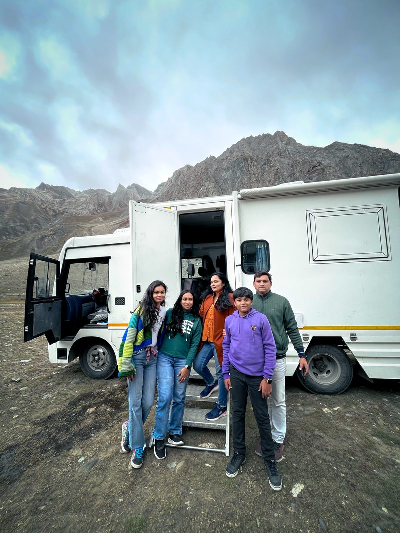Family holiday road trip in a luxury caravan