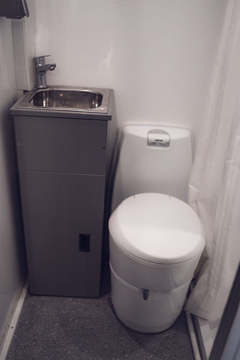 Working bathroom with hot shower inside The Explorer caravan